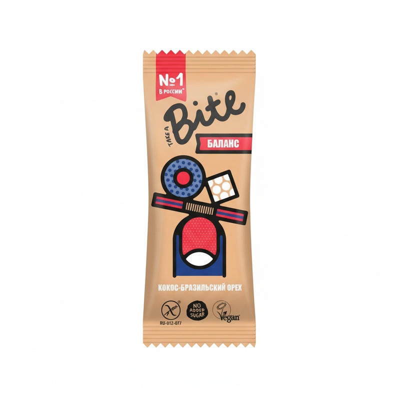БАТОНЧИК ФРУКТОВО-ОРЕХОВЫЙ BITE БАЛАНС КОКОС БРАЗИЛЬСКИЙ ОРЕХ 45Г