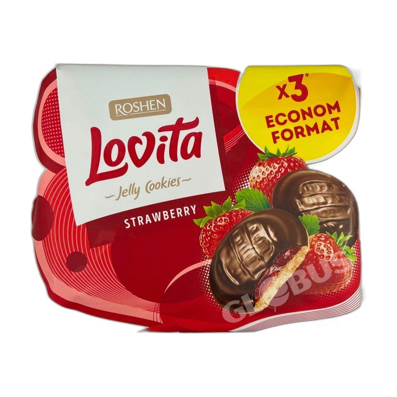 ПЕЧЕНЬЕ ROSHEN СДОБНОЕ LOVITA JELLY COOKIES КЛУБНИКА 420Г