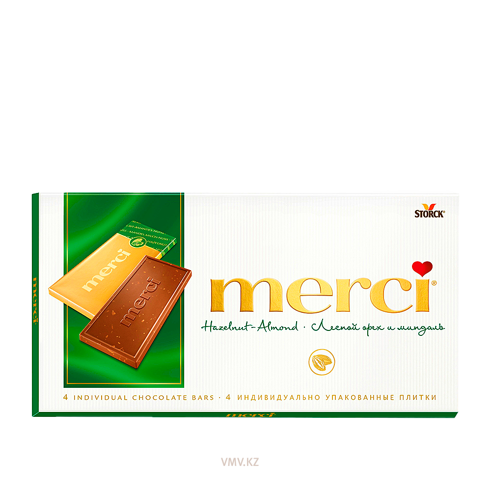 ШОКОЛАД MERCI ПЛИТКА МОЛОЧНЫЙ ЦЕЛЬНЫЙ ЛЕСНОЙ ОРЕХ 100Г