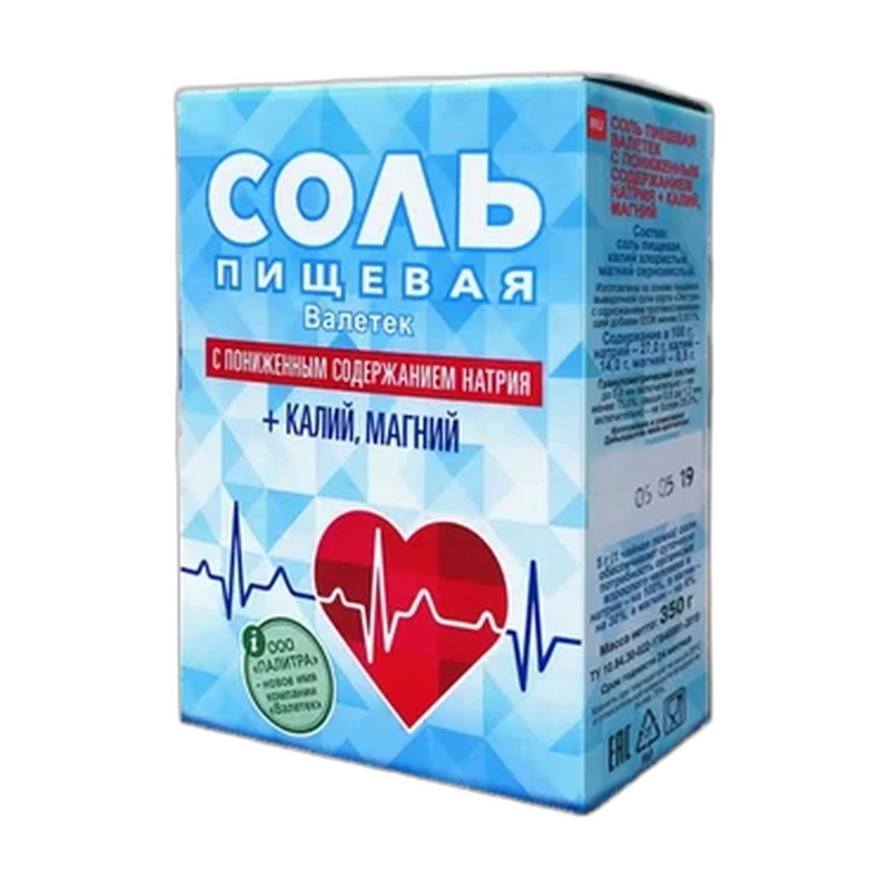 СОЛЬ ВАЛЕТЕК + КАЛИЙ, МАГНИЙ 350Г К/К