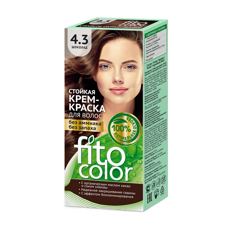 КРЕМ-КРАСКА ДЛЯ ВОЛОС FITOCOLOR СТОЙКАЯ 4.3 ТОН ШОКОЛАД 115МЛ