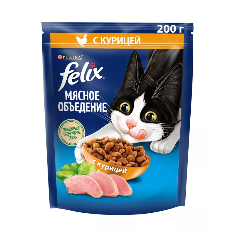 КОРМ ДЛЯ КОШЕК FELIX МЯСНОЕ ОБЪЕДЕНИЕ КУРИЦА 200Г