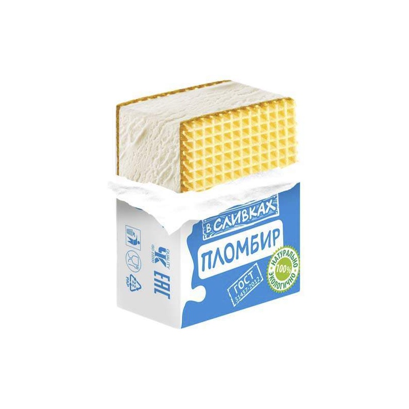 МОРОЖЕНОЕ ПЛОМБИР НА СЛИВКАХ 90Г БРИКЕТ