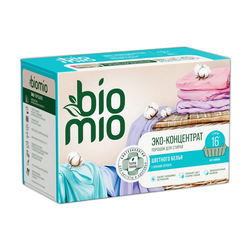 ПОРОШОК ДЛЯ СТИРКИ BIOMIO ДЛЯ ЦВЕТНОГО И БЕЛОГО БЕЛЬЯ 500Г