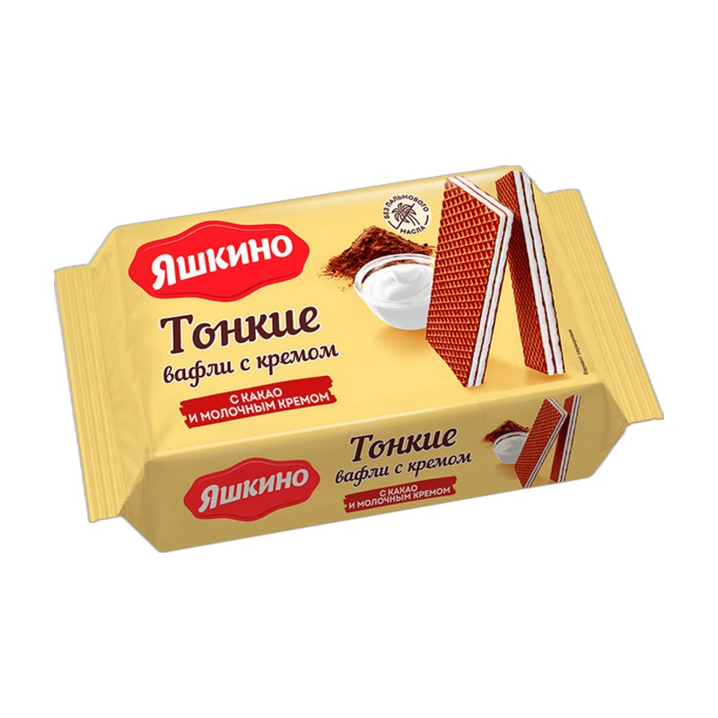 ВАФЛИ ЯШКИНО ТОНКИЕ КАКАО МОЛОЧНЫЙ КРЕМ 114Г