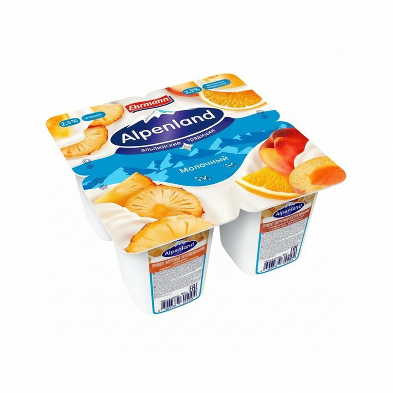 ЙОГУРТ ALPENLAND АНАНАС НЕКТАРИН АПЕЛЬСИН 2,5% 95Г