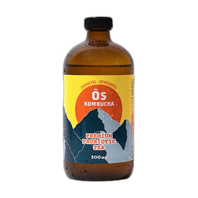 ЧАЙ ХОЛОДНЫЙ ÕS KOMBUCHA ИМБИРЬ ЛИМОН 0,5Л СТ/Б