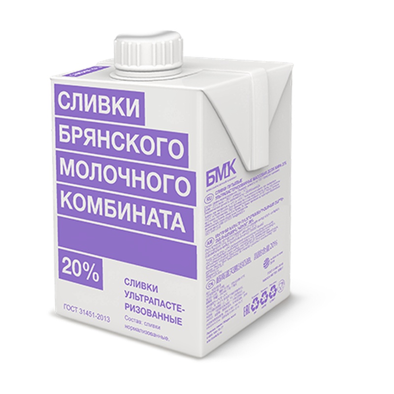 СЛИВКИ БМК У/П 20% 500МЛ Т/П