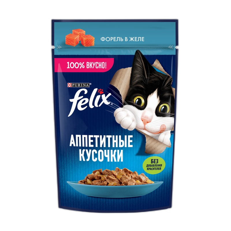 КОРМ ДЛЯ КОШЕК FELIX АППЕТИТНЫЕ КУСОЧКИ ФОРЕЛЬ 75Г