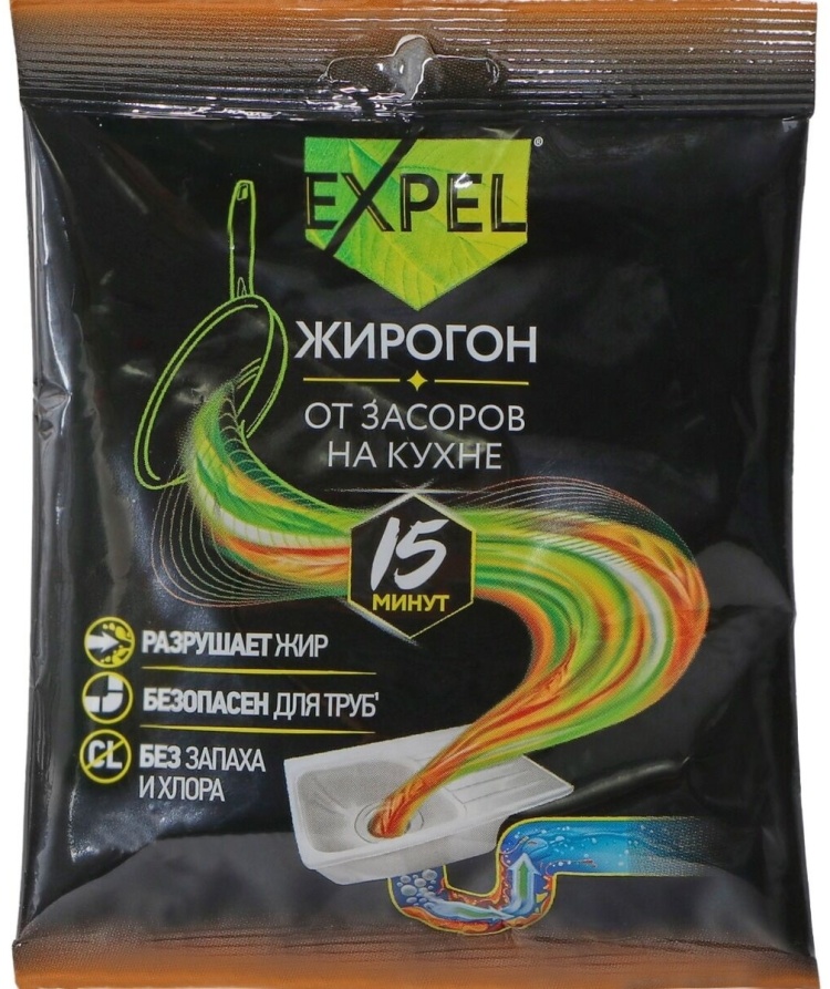 СРЕДСТВО ДЛЯ УСТРАНЕНИЯ ЗАСОРОВ EXPEL ЖИРОГОН 50Г