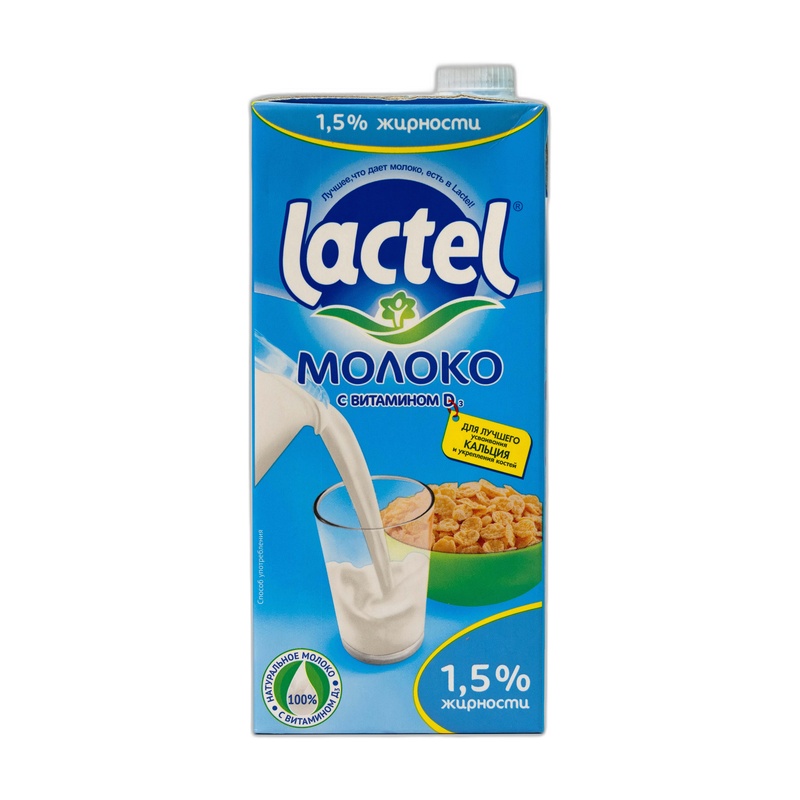 МОЛОКО LACTEL С ВИТАМИНОМ D 1,5% У/П 1Л Т/П