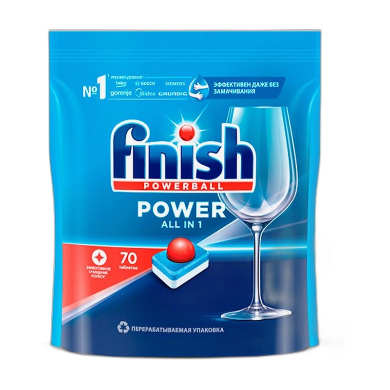 ТАБЛЕТКИ ДЛЯ ПОСУДОМОЕЧНЫХ МАШИН FINISH POWER 70ШТ