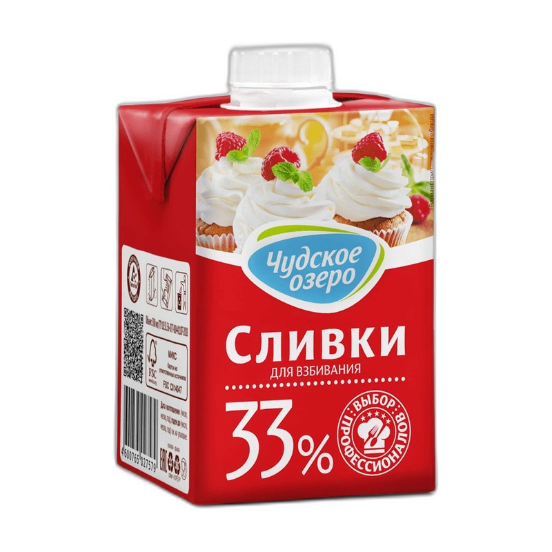 СЛИВКИ ЧУДСКОЕ ОЗЕРО ДЛЯ ВЗБИВАНИЯ 33% 500МЛ
