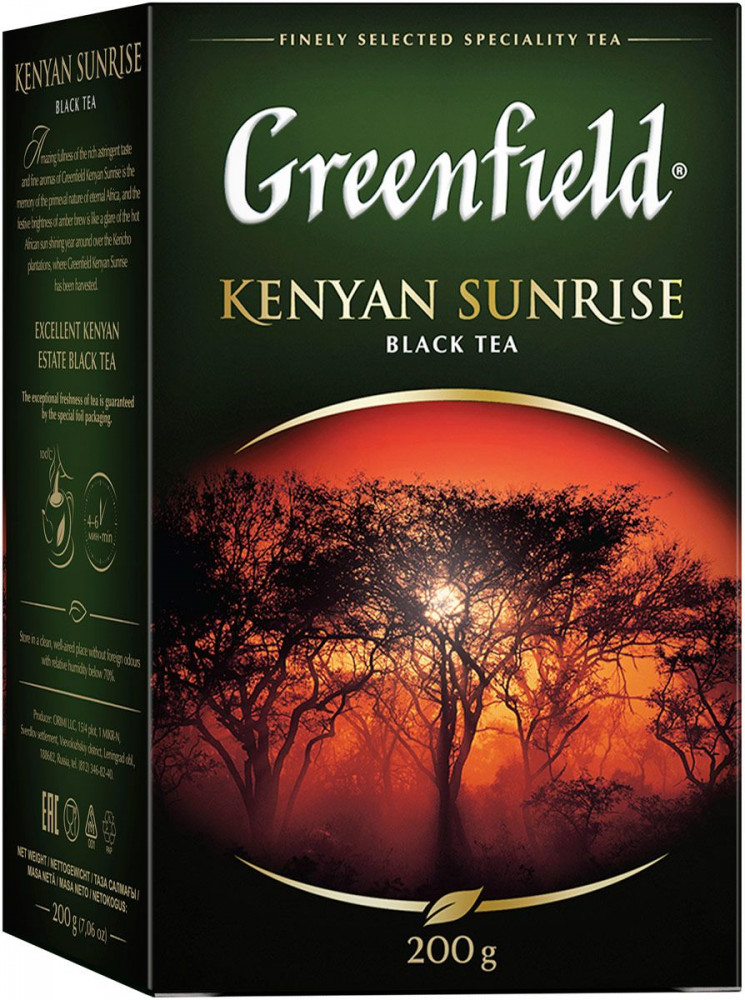 ЧАЙ ЧЕРНЫЙ GREENFIELD KENYAN SUNRISE ЛИСТОВОЙ 200Г