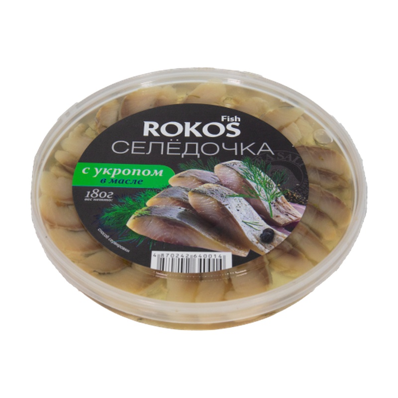 ПРЕСЕРВА ROKOS FISH СЕЛЕДОЧКА С УКРОПОМ 180Г