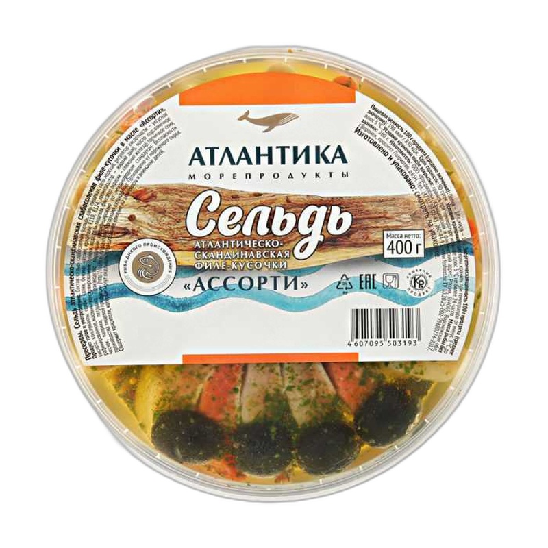 ПРЕСЕРВА СЕЛЬДЬ АТЛАНТИКА АССОРТИ 400 ГР