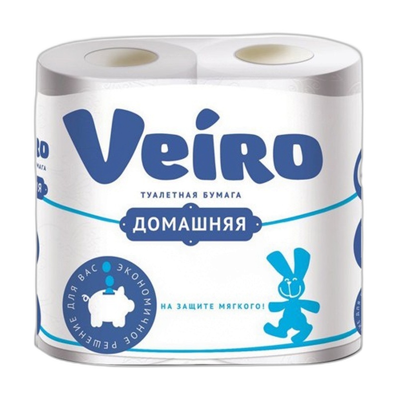 БУМАГА ТУАЛЕТНАЯ VEIRO ДОМАШНЯЯ БЕЛАЯ 2-СЛОЙНАЯ 4ШТ