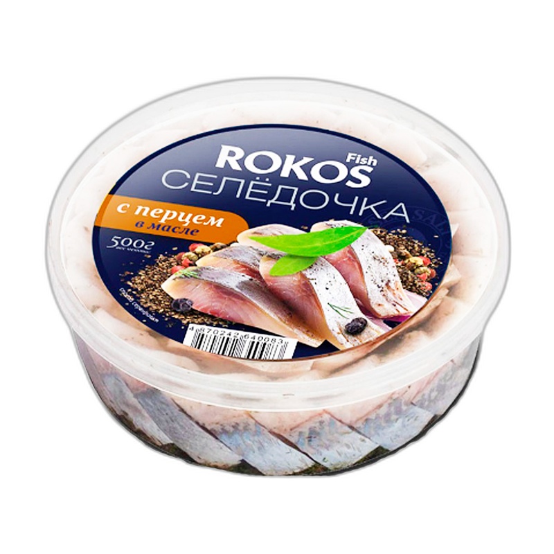 ПРЕСЕРВА ROKOS FISH СЕЛЕДОЧКА С ПЕРЦЕМ 500Г