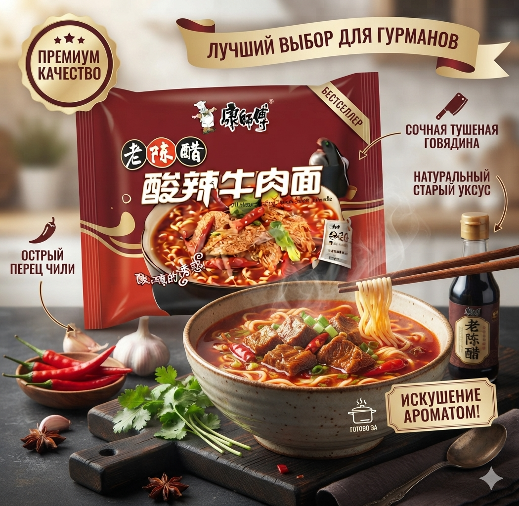 ЛАПША MASTER KONG СО ВКУСОМ ОСТРОЙ ГОВЯДИНЫ 110Г