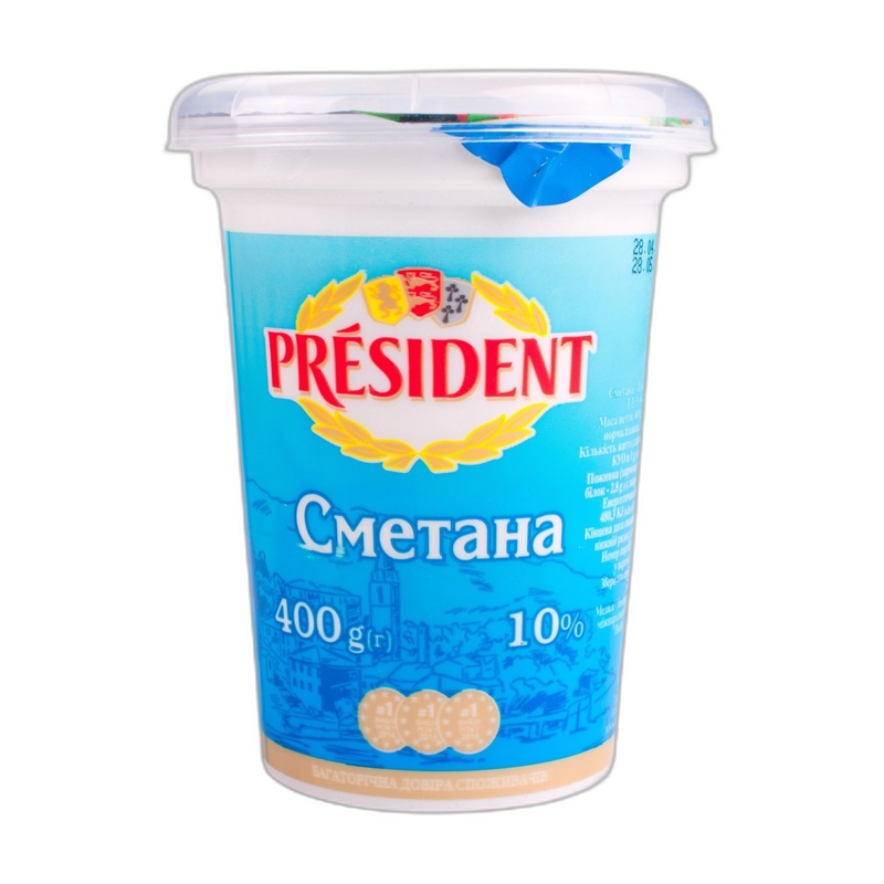 СМЕТАНА PRESIDENT 10% 400Г П/С