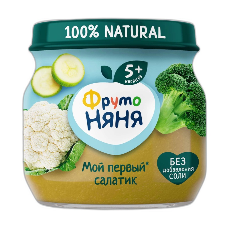 ПЮРЕ ФРУТО НЯНЯ БРОККОЛИ КАБАЧОК ЦВЕТНАЯ КАПУСТА 80Г СТ/Б