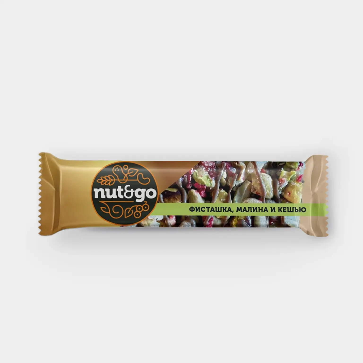 БАТОНЧИК NUT&GO ФИСТАШКА КЕШЬЮ МИЛИНА ГЛАЗИРОВАННЫЙ 28Г