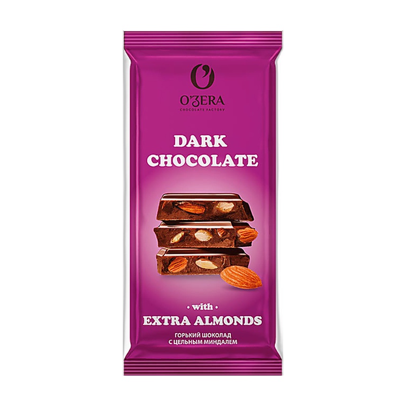 ШОКОЛАД OZERA ГОРЬКИЙ DARK & EXTRA ALMOND 90Г