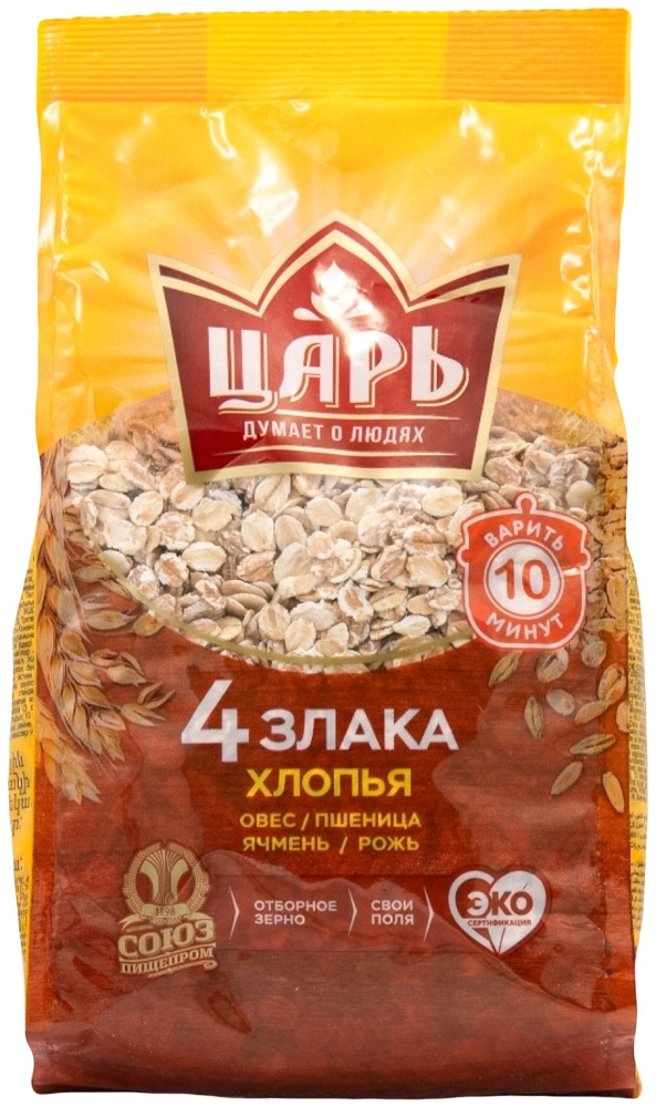 ХЛОПЬЯ ЦАРЬ 4 ЗЛАКА 400Г М/У