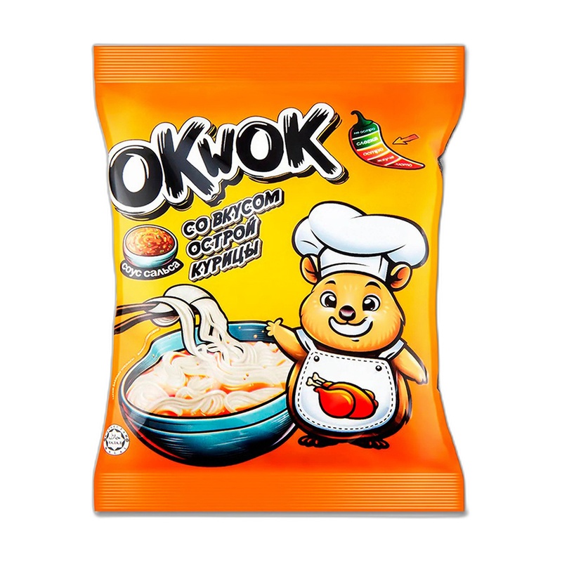 ЛАПША OKWOK ОСТРАЯ КУРИЦА СОУС САЛЬСА 100Г