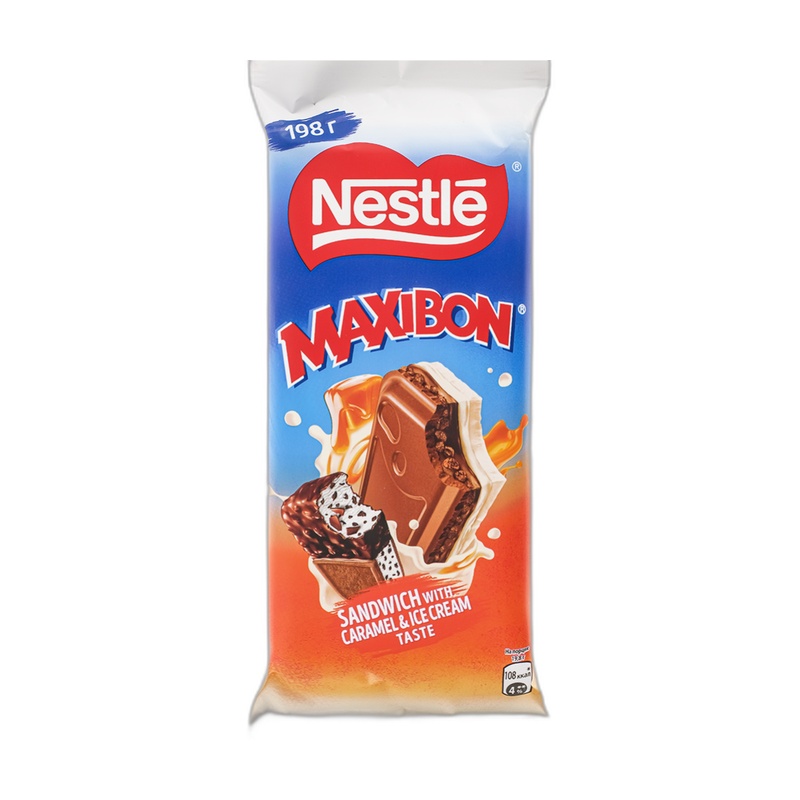 ШОКОЛАД NESTLE MAXIBON SANDWICH КАРАМЕЛЬ МОРОЖЕНОЕ 198Г