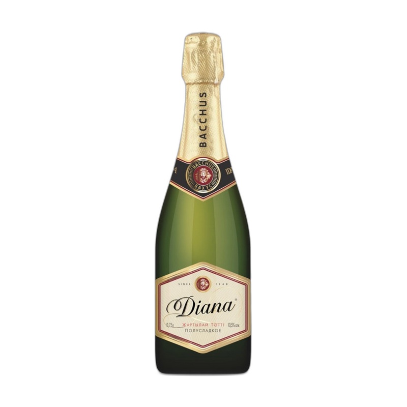 ВИНО ШИПУЧЕЕ BACCHUS DIANA БЕЛОЕ ПОЛУСЛАДКОЕ 4,7% 0,75Л КАЗАХСТАН