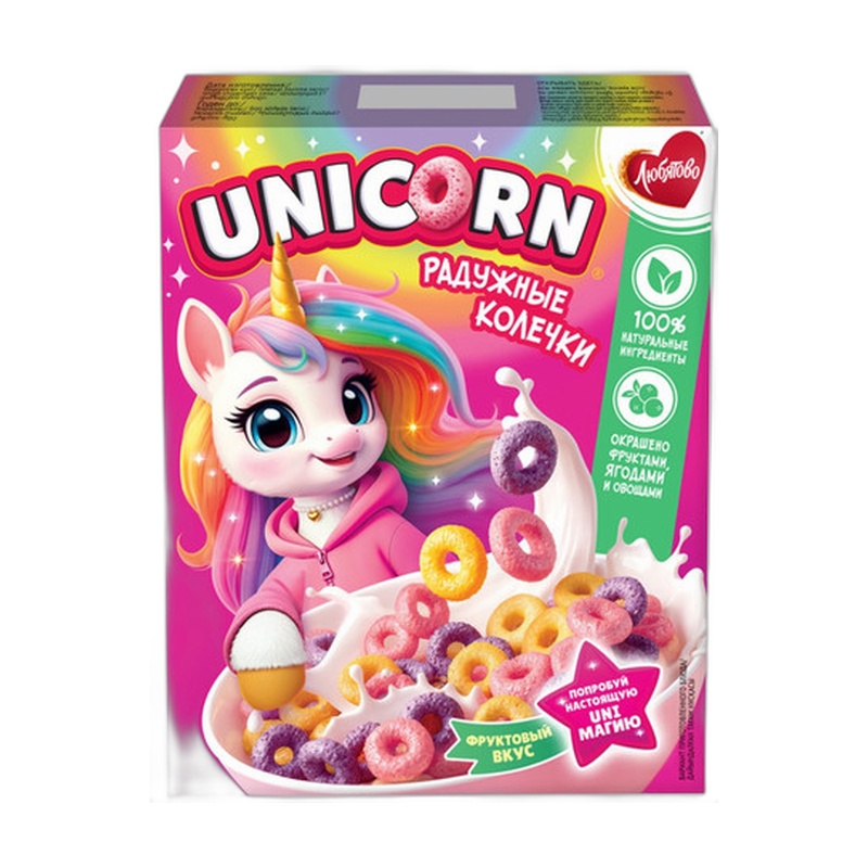 ЗАВТРАК ГОТОВЫЙ UNICORN РАДУЖНЫЕ КОЛЕЧКИ 195Г