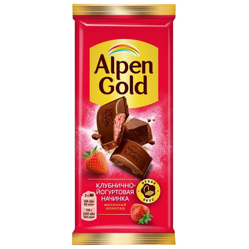 ШОКОЛАД ALPEN GOLD КЛУБНИКА 80Г