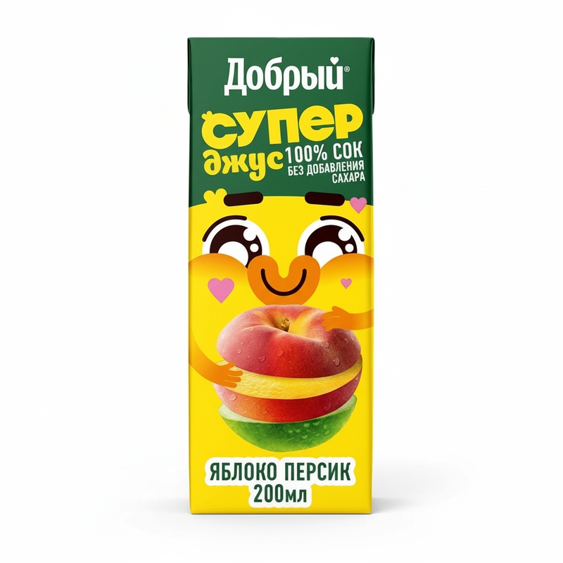 СОК ДОБРЫЙ СУПЕР ДЖУС ЯБЛОКО ПЕРСИК 200МЛ Т/П
