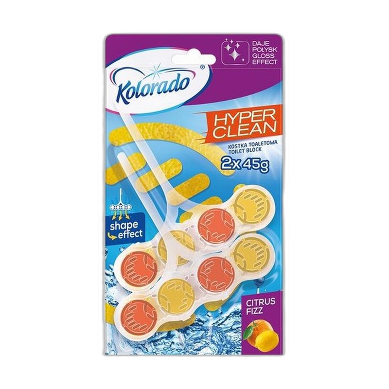 БЛОК ДЛЯ УНИТАЗА KOLORADO HYPER CLEAN CITRUS FIZZ 2X45Г