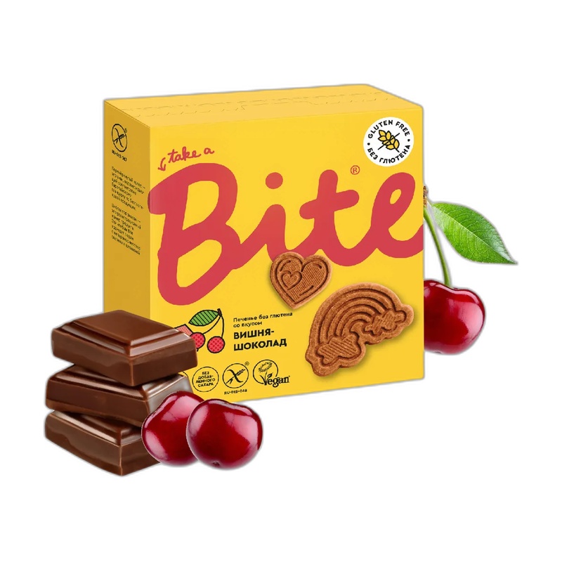 ПЕЧЕНЬЕ БЕЗГЛЮТЕНОВОЕ BITE ВИШНЯ ШОКОЛАД 115Г
