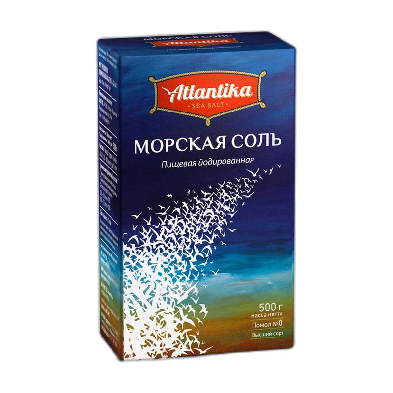 СОЛЬ АТЛАНТИКА МОРСКАЯ ЙОДИРОВАННАЯ 500Г К/К
