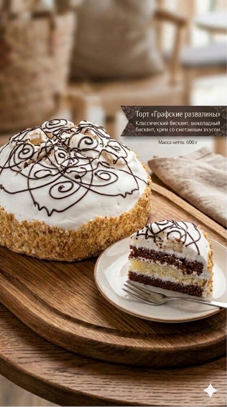 ТОРТ ФОРМУЛА ВКУСА ГРАФСКИЕ РАЗВАЛИНЫ 600Г ЗАМ
