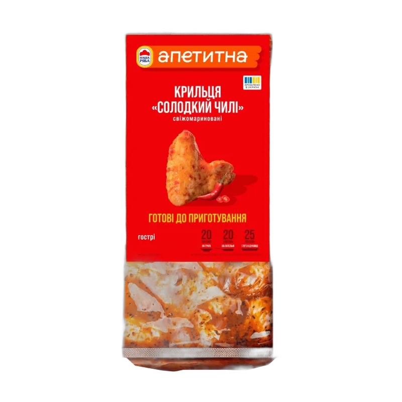 МЯСО ПТИЦЫ QUALIKO КРЫЛЫШКИ СЛАДКИЙ ЧИЛИ МАРИНОВАННЫЕ ЗАМ 1КГ В/У