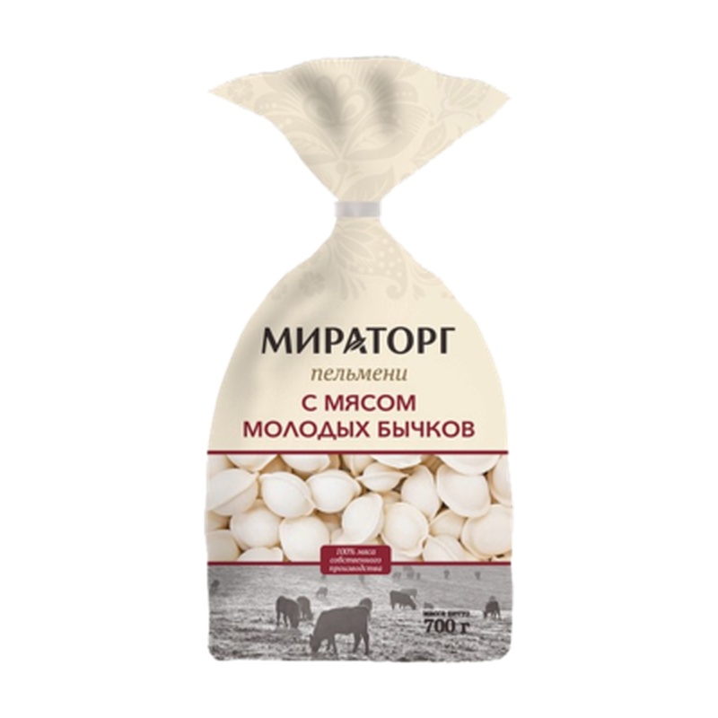 ПЕЛЬМЕНИ МИРАТОРГ С МЯСОМ МОЛОДЫХ БЫЧКОВ С/М 700Г