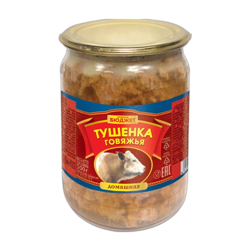 ТУШЕНКА СЕМЕЙНЫЙ БЮДЖЕТ ГОВЯЖЬЯ 1/С 500Г