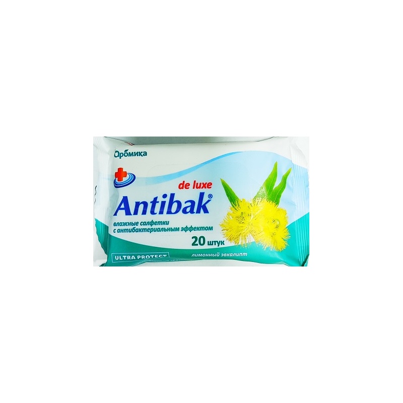 САЛФЕТКИ ВЛАЖНЫЕ ANTIBAK ЛИМОННЫЙ ЭВКАЛИПТ 20ШТ