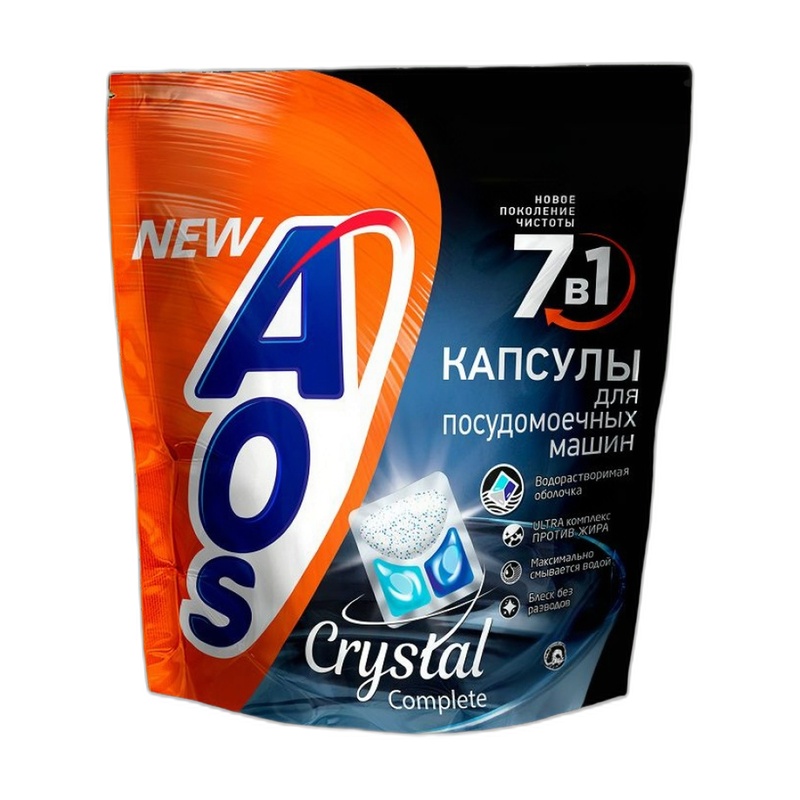 КАПСУЛЫ ДЛЯ ПОСУДОМОЕЧНЫХ МАШИН AOS CRYSTAL 100ШТ