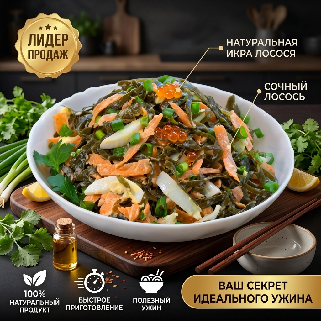 САЛАТ ОСТРАЯ МОРСКАЯ КАПУСТА 88Г