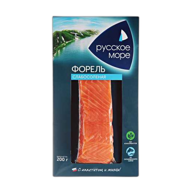 ФОРЕЛЬ СЛАБОСОЛЕНАЯ РУССКОЕ МОРЕ КУСОК 200Г