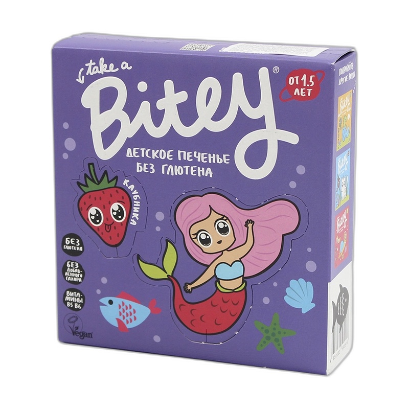 ПЕЧЕНЬЕ БЕЗГЛЮТЕНОВОЕ BITEY КЛУБНИКА 125Г