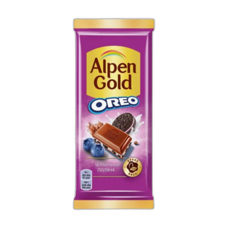 ШОКОЛАД ALPEN GOLD ЧЕРНИКА КУСОЧКИ OREO 85Г