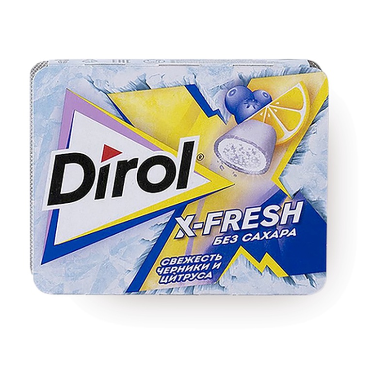 ЖЕВАТЕЛЬНАЯ РЕЗИНКА DIROL X-FRESH ЧЕРНИКА ЦИТРУС 16Г