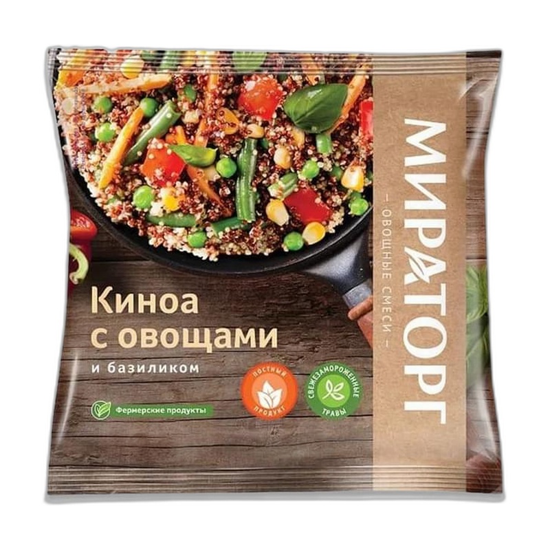 СМЕСЬ ОВОЩНАЯ ЗАМОРОЖЕННАЯ МИРАТОРГ КИНОА С ОВОЩАМИ И БАЗИЛИКОМ 400Г