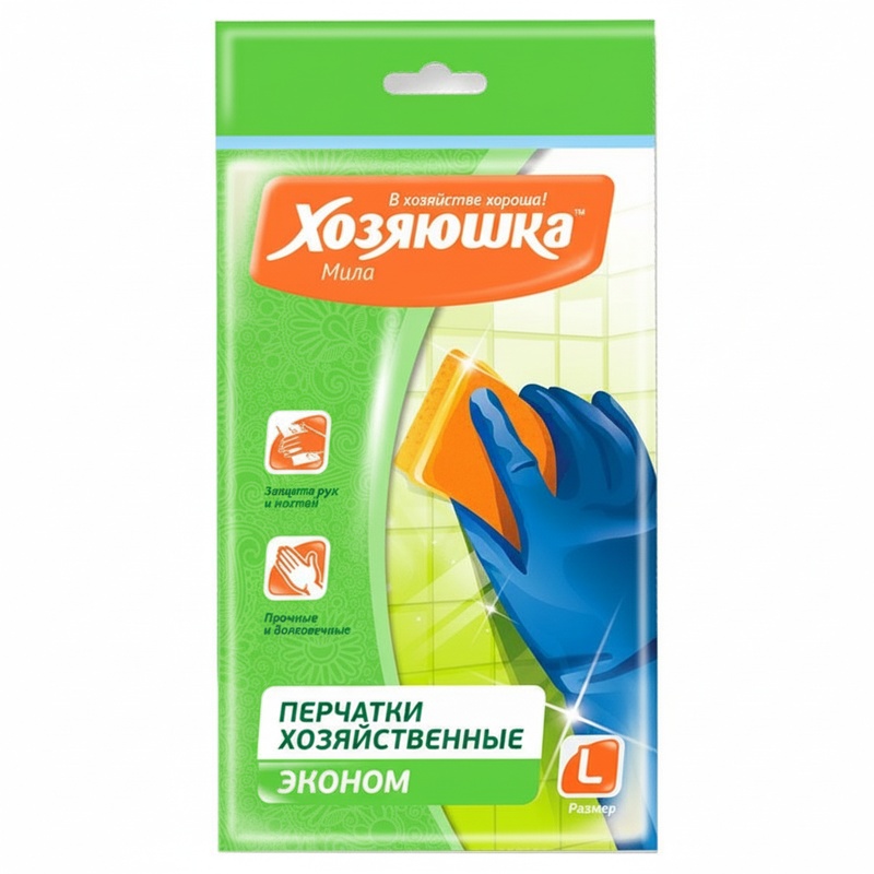 ПЕРЧАТКИ ЛАТЕКСНЫЕ ХОЗЯЮШКА МИЛА ЭКОНОМ L